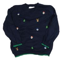 Tmavomodrý svetr s vánočním motivem zn. George 