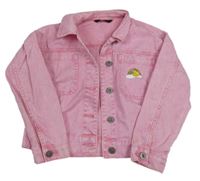 Světlerůžová riflová crop bunda s duhou zn. George 