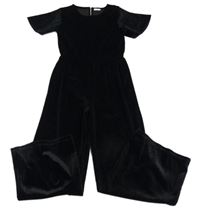 Nové - Černý sametový třpytivý kalhotový palazzo overal F&F