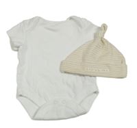 2set - Bílé body + pruhovaná čepice 