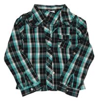 Černo-tyrkysovo-bílá kostkovaná halenka Crash One