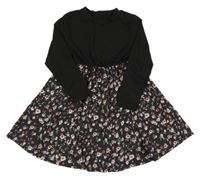 Černé kytičkované šaty 