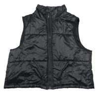 Černá šusťáková zateplená crop vesta Shein