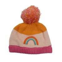 Světlerůžovo-oranžová pletená podšitá čepice s bambulí Next