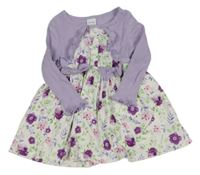 Levandulovo-bílé šaty s kytičkami 