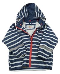 Tmavomodro-bílá pruhovaná nepromokavá bunda s odepínací kapucí Nordbjorn