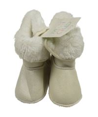 Nové - Smetanové třpytivé semišové zateplené válenky Miniclub vel. 18