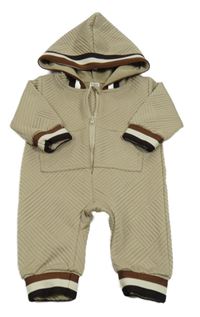 Béžová vzorovaná kombinéza s proužky a kapucí Shein