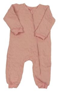 Růžový zateplený prošívaný overal Matalan