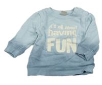 Modrá mikina s nápisem Smile