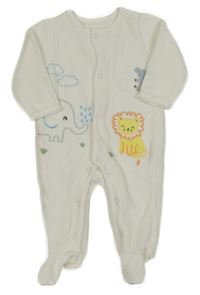 Bílý sametový overal se zvířátky St. Bernard