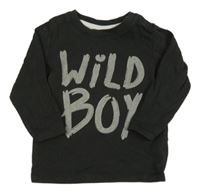 Tmavošedé triko s nápisem H&M