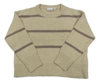 Béžovo-vínový pruhovaný svetr Name it 