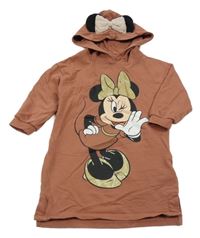 Starorůžové teplákové šaty s Minnií a kapucí C&A