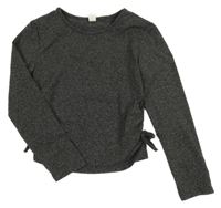 Tmavošedé melírované crop triko s mašličkami Shein 