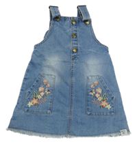 Modré riflové laclové šaty s kytičkami Mantaray