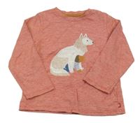 Červeno-bílé pruhované triko s vlkem Obaibi