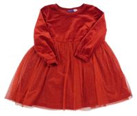 Červené sametovo/tylové šaty Lupilu