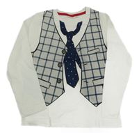 Smetanové triko s tištěnou vestou a kravatou Kids