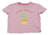 Růžové tričko s ananasem Peacocks