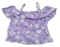 Fialová halenka se vzorem a volnými rameny Defacto