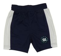 Tmavomodro-bílé sportovní kraťasy s číslem Primark 