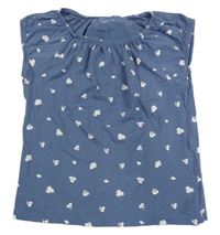 Modrošedé tričko s kytičkami Primark