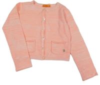 Neonově růžovo-bílý melírovaný propínací crop svetr Staccato