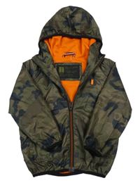 Khaki-hnědá army šusťáková jarní bunda s kapucí Next