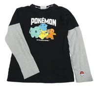 Černo-šedé triko s Pokémony 