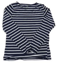 Tmavomodro-bílé pruhované triko H&M