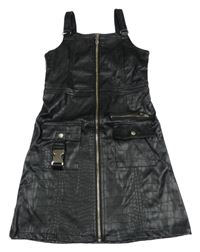 Černé koženkové propínací šaty River Island
