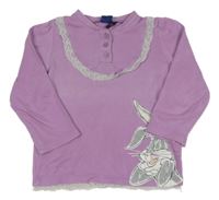 Lila triko s Buggs Bunnym a krajkou 