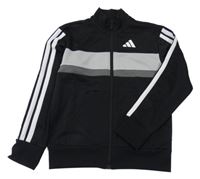 Černo-šedá propínací sportovní mikina s logem Adidas