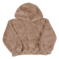 Starorůžová kožešinová crop bunda s kapucí Zara