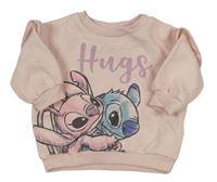 Světlerůžová oversize mikina se Stitchem a Angelou a volánky Disney