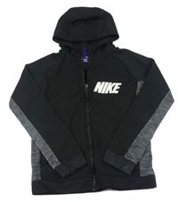 Černo-šedá propínací mikina s logem a kapucí Nike