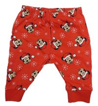 Červené turecké tepláky s Mickey s vánočním motivem a vločkami PEP&CO
