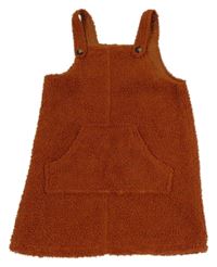 Rezavé huňaté podšité šaty s kapsou SHEIN