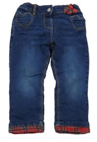 Tmavomodré teplákové podšité rifle s mašlí a srdíčkovými kapsami C&A