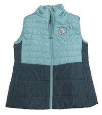 Modrošedo-tmavošedá prošívaná šusťáková zateplená funkční jezdecká vesta se znakem ACTIVE TOUCH