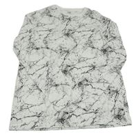 Bílo-šedo-černé batikované skvrnité triko C&A