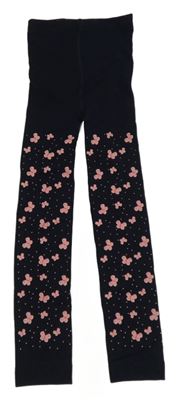 Tmavomodré thermo punčochové legíny s motýlky a puntíky Ergee