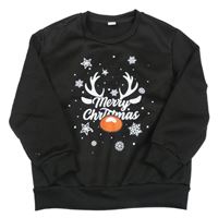 Černá vánoční teplá mikina se sobem SHEIN