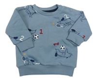 Modrá mikina s pejsky a raketami a míči PRIMARK