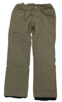 Bronzovo-tmavomodré vzorované chino plátěné podšité kalhoty KIABI