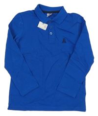 Nové - cobaltově modré triko s písmenkem a límečkem little kids