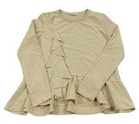 Světlebéžovo-zlatá melírovaná slavnostní tunika s volánkem mayoral