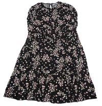 Černé šaty s kytičkami Y.F.K.