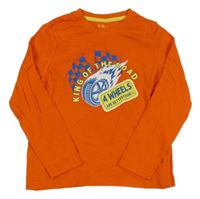 Tmavooranžové triko s pneumatikou a praporky lupilu